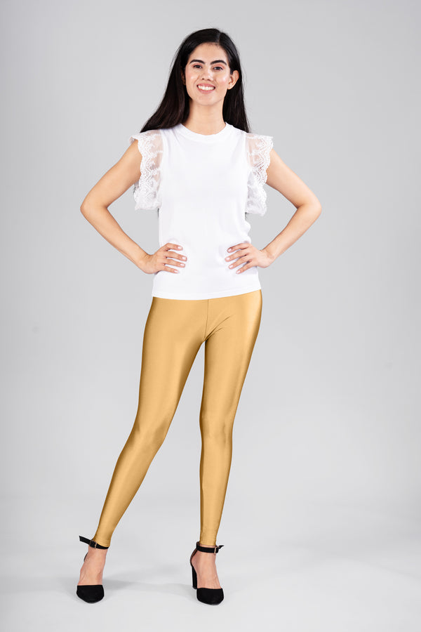 Gold Shimmer Ankle Length Leggings