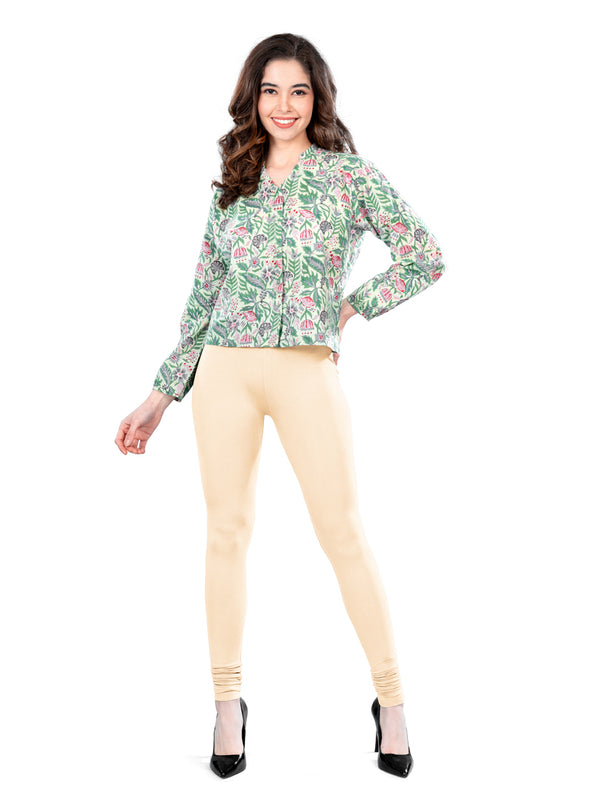 Skin Cotton Spandex Churidar Length Leggings