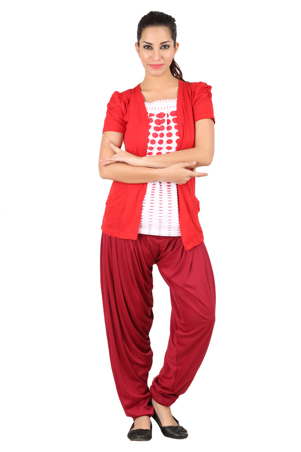 Dark Red Viscose Patiala